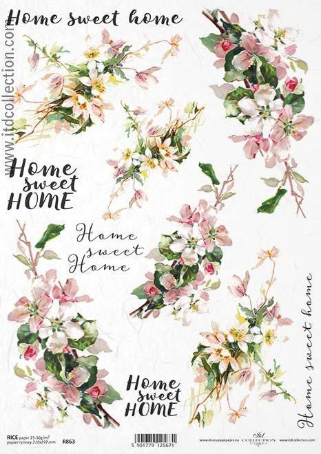 DECOUPAGE PAPIR RIŽEV A4, SWEET HOME