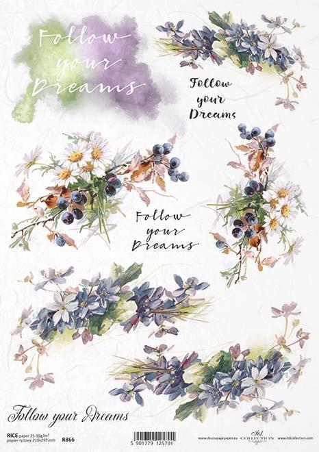 DECOUPAGE PAPIR RIŽEV A4, FOLLOW YOUR DREAMS