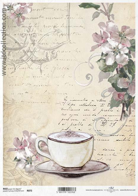 DECOUPAGE PAPIR RIŽEV A4, VINTAGE SKODELICA