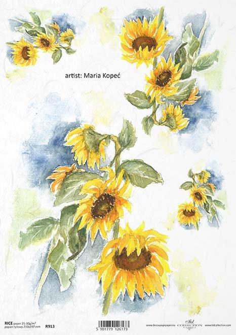 DECOUPAGE PAPIR RIŽEV A4, SONČNICE