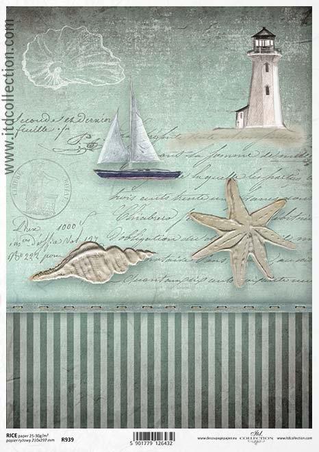 DECOUPAGE PAPIR RIŽEV A4, MORSKI