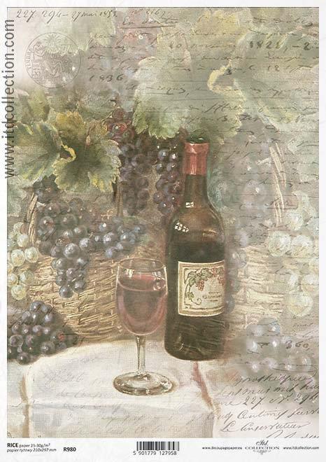 DECOUPAGE PAPIR RIŽEV A4, VINO