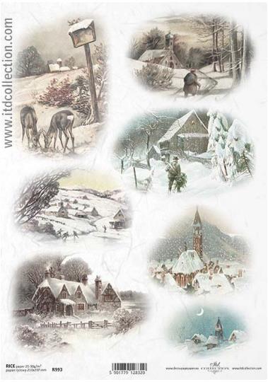 DECOUPAGE PAPIR RIŽEV A4,ZIMSKE VASICE