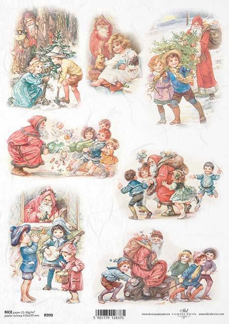 DECOUPAGE PAPIR RIŽEV A4,OTROCI Z BOŽIČKOM