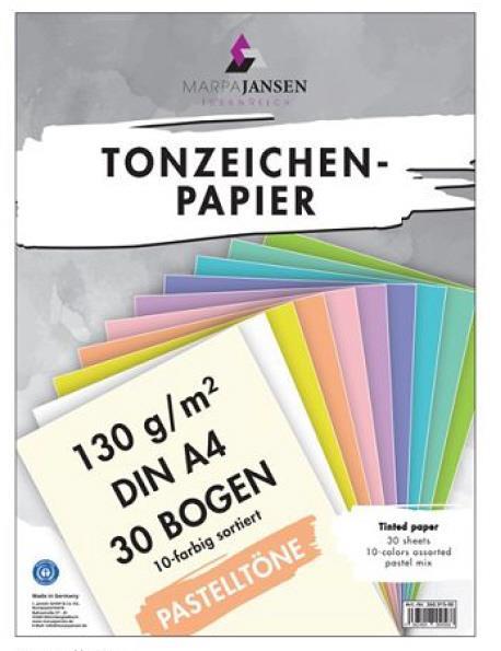 Tonpapir A4 pastelni set 30 listov, 10 barv po 3 listi
