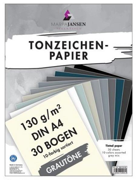 Tonpapir A4 sivi toni set 30 listov, 10 barv po 3 listi