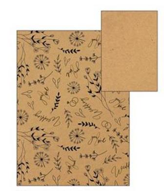 Karton Vintage 230g 50x70 cm, travniško cvetje črn potisk