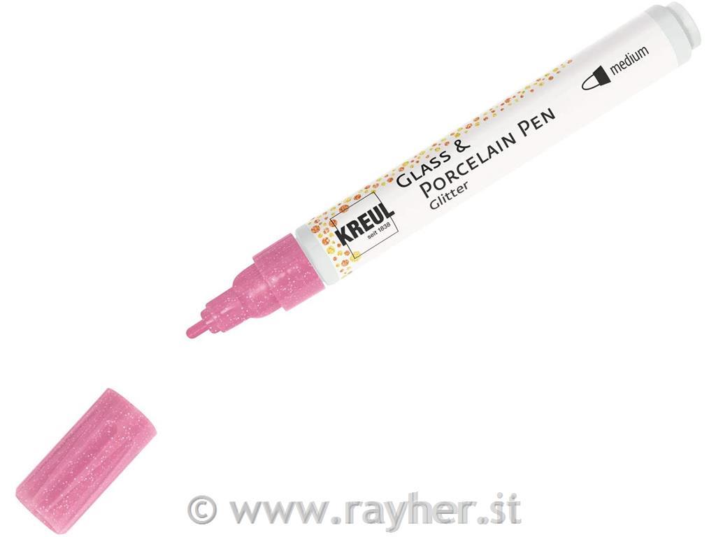 Flomaster za porcelan Glitter z bleščicami roza, 1-3mm