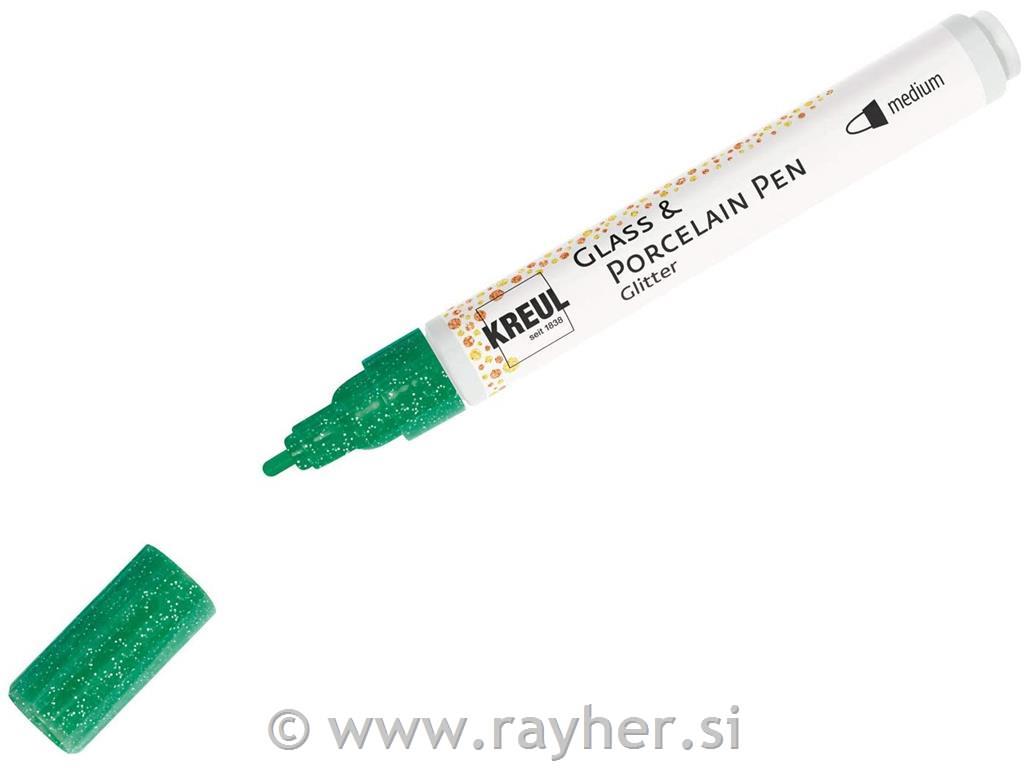 Flomaster za porcelan Glitter z bleščicami svet.zelen, 1-3mm