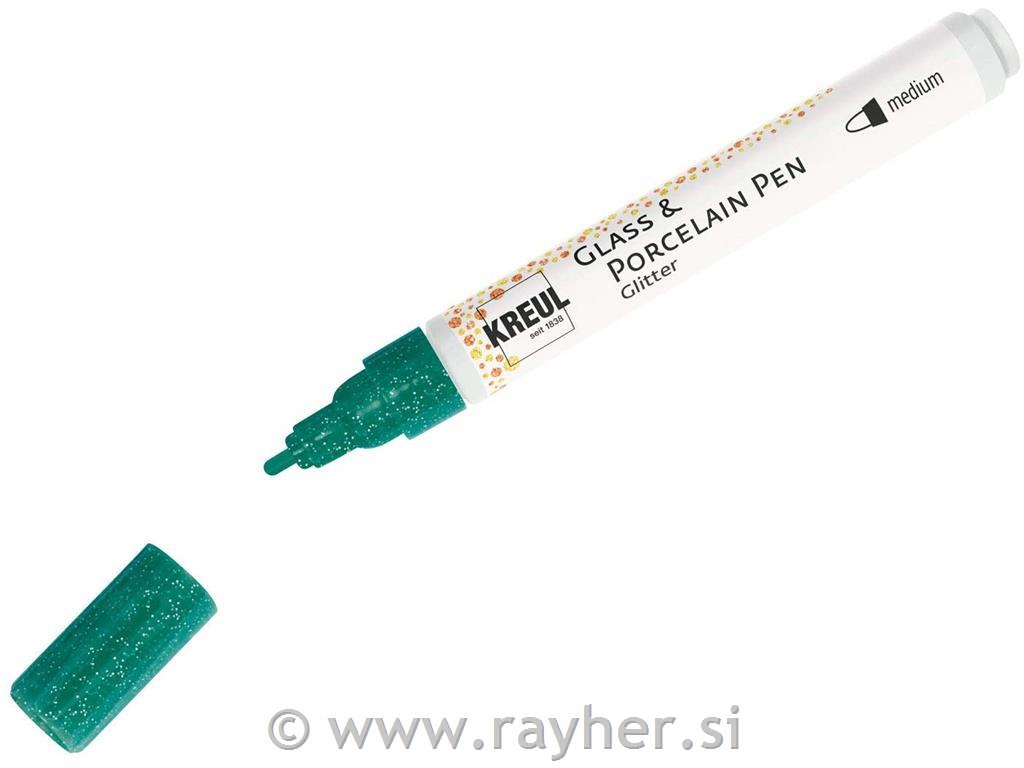 Flomaster za porcelan Glitter z bleščicami zelen, 1-3mm