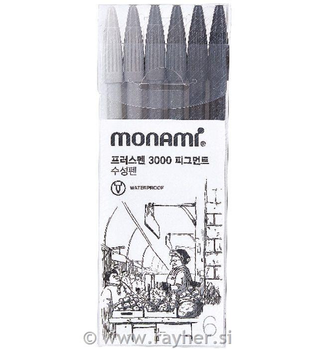 Flomastri Fineliner Pigment, Monami, 0,4 mm, set 6