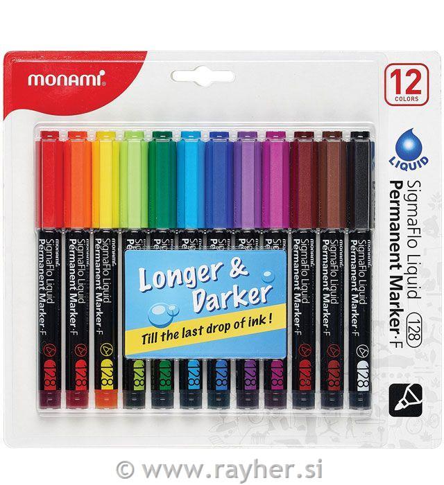 Marker permanent Monami, set 12, 1 mm