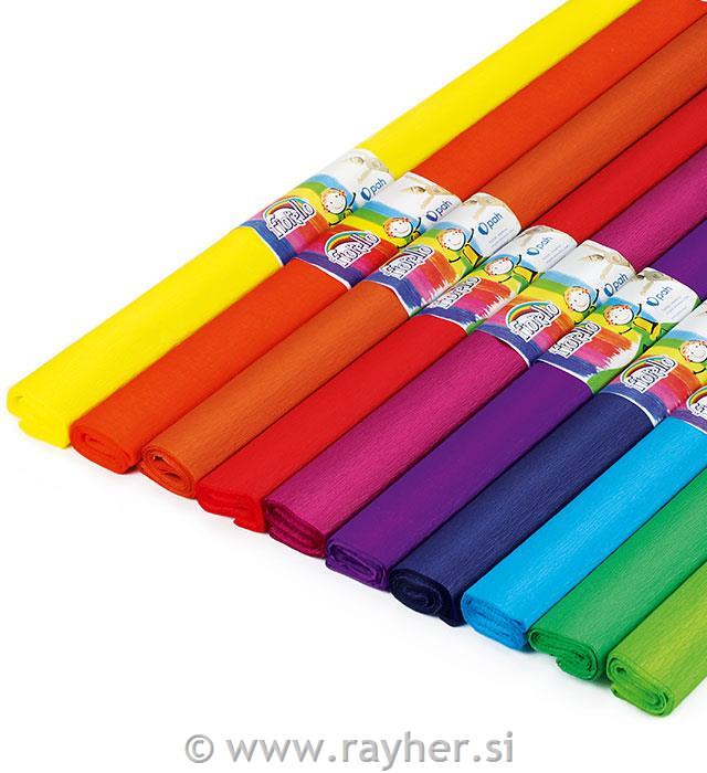 Krep papir, set 10, 200 x 50 cm, Osnovne barve, mavrica