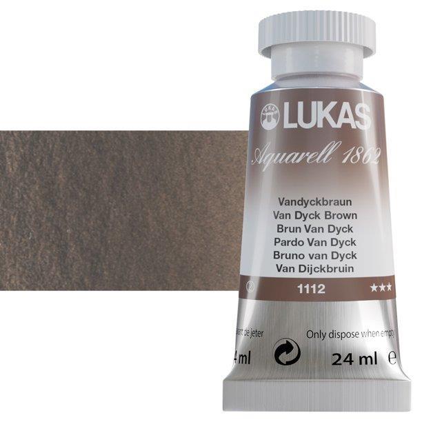 Lukas 1862 PRO akvarelna barva 24ml Van Dyck Brown
