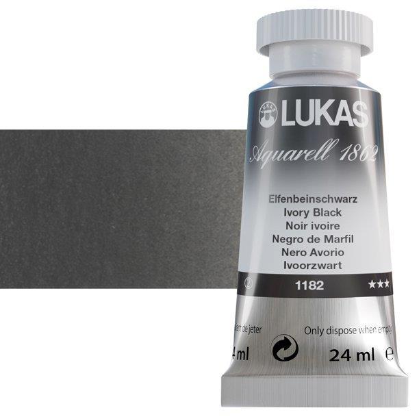 Lukas 1862 PRO akvarelna barva 24ml Ivory Black