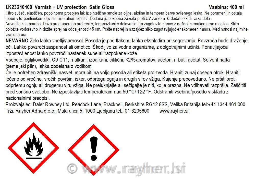Zaščitni lak v spreju UV+ svilen 400 ml