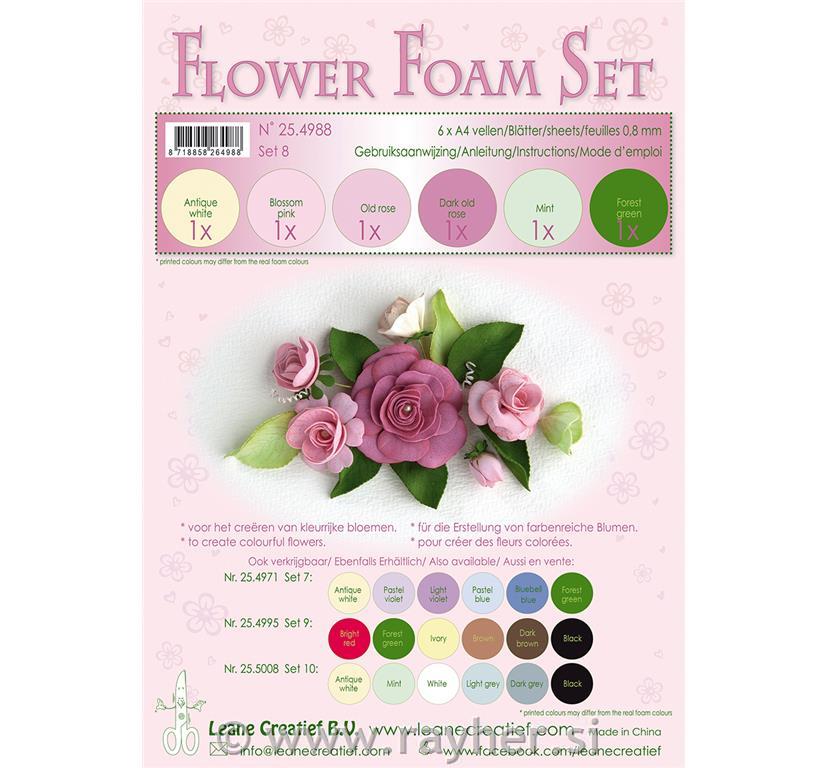 Flower foam assortment Set 8, 6 sheetsA4 0.8mm. old rose colours