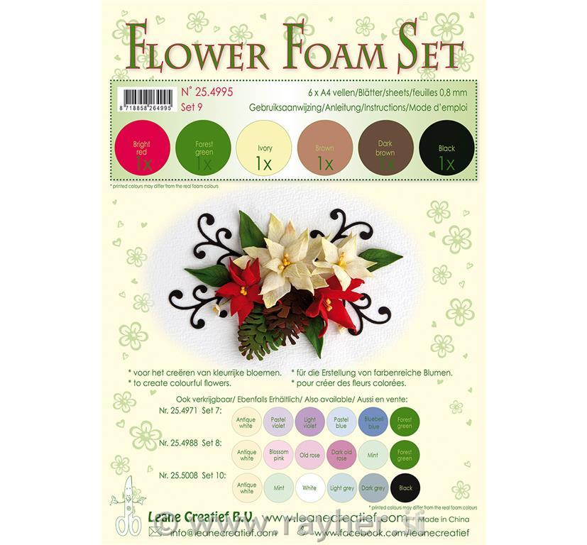 Flower foam assortment Set 9, 6 sheetsA4 0.8mm. brown-red-green colours