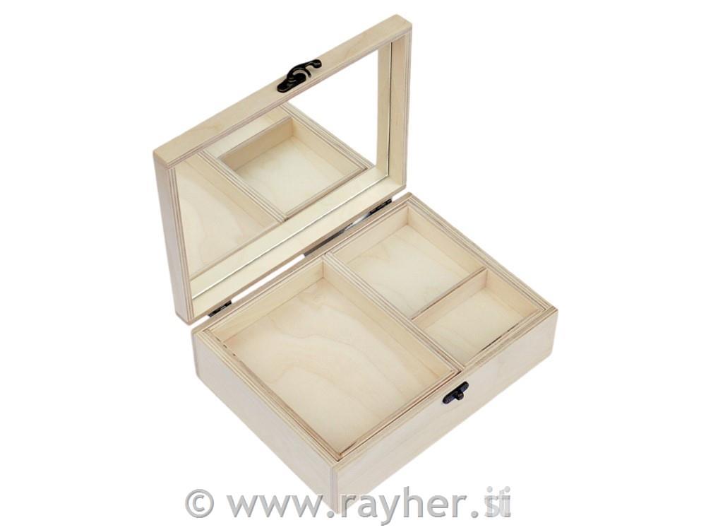 Lesena škatla z ogledalom