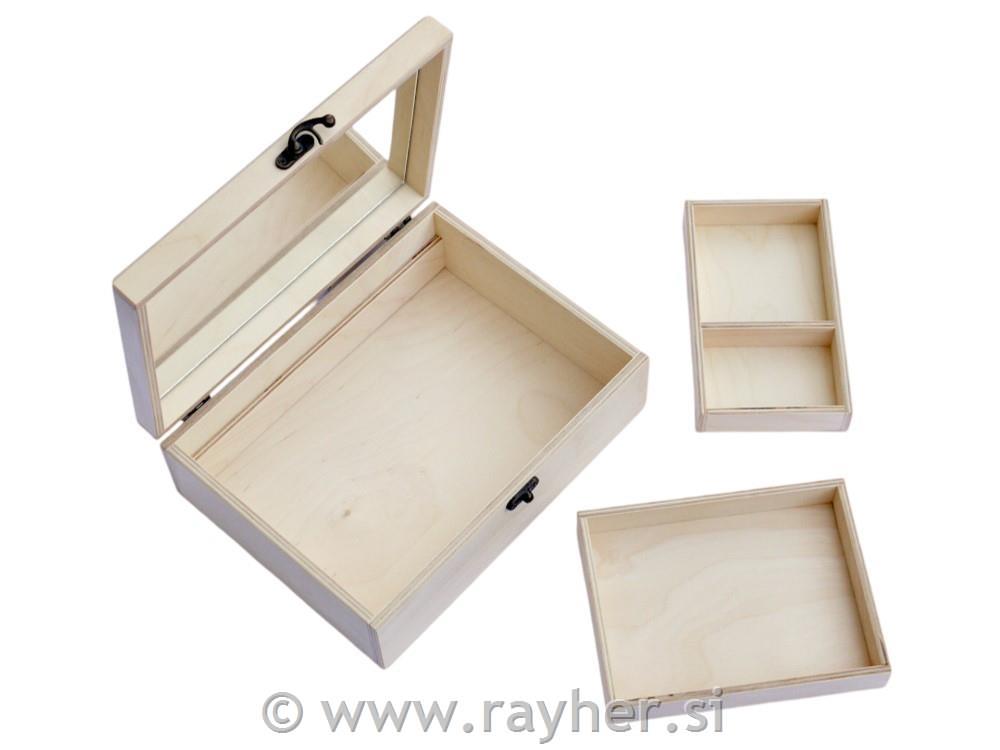 Lesena škatla z ogledalom