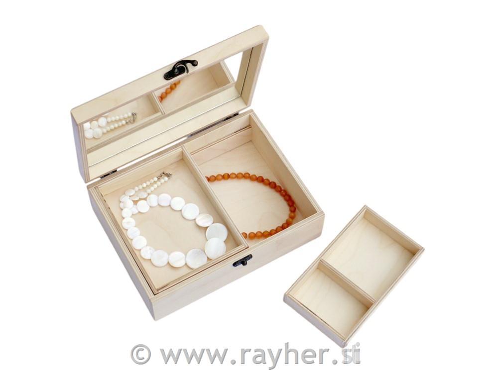 Lesena škatla z ogledalom