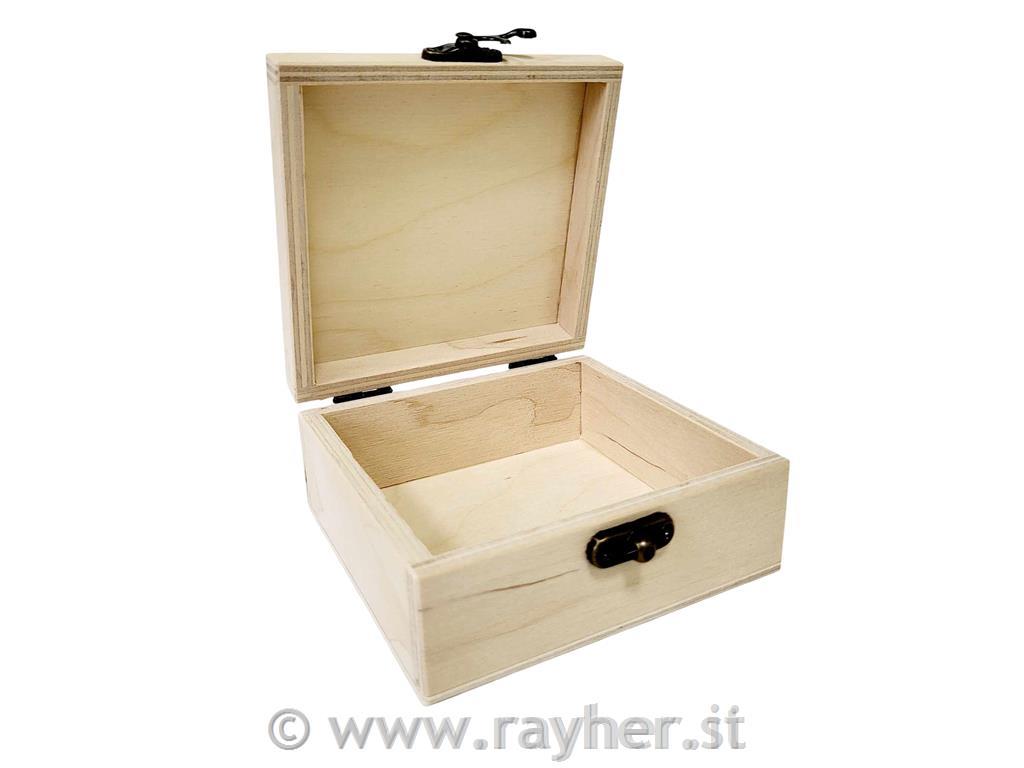 Lesena škatla z zapiralom, 10X10cm