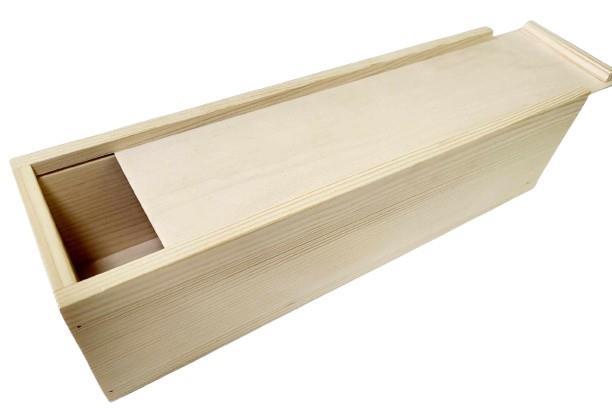 Lesena škatla za steklenico z drsečim pokrovom