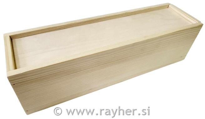 Lesena škatla za steklenico z drsečim pokrovom