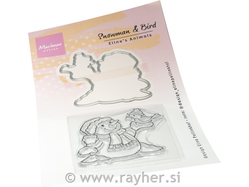 Clear stamp & die - Snowman and bird
