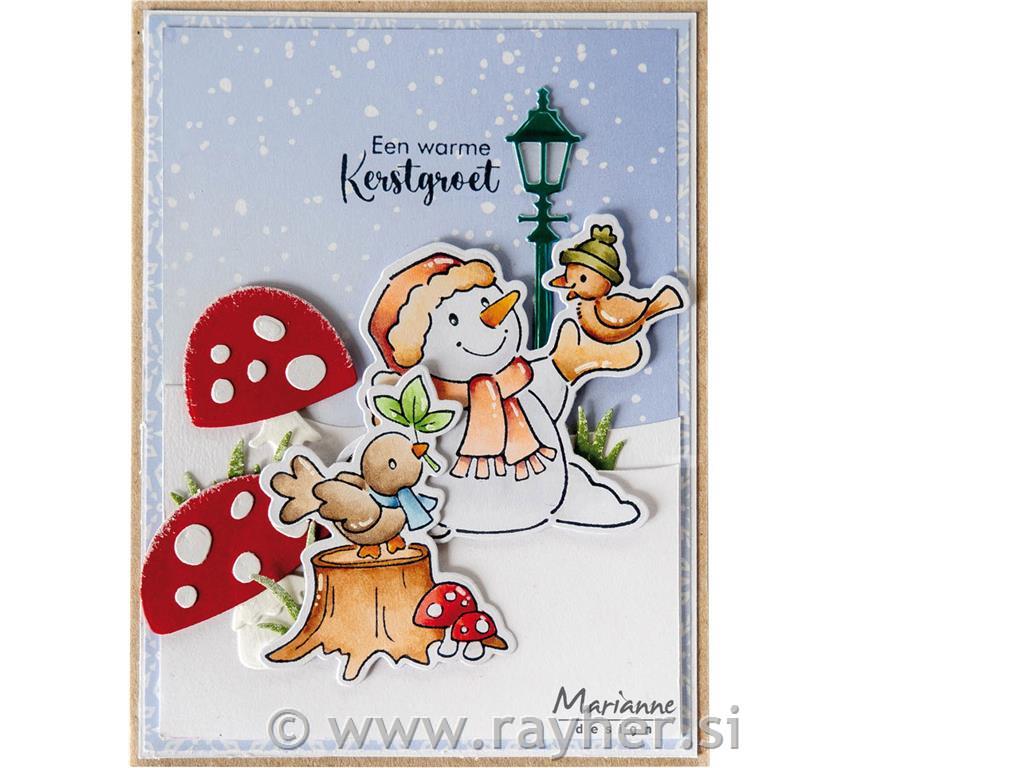 Clear stamp & die - Snowman and bird