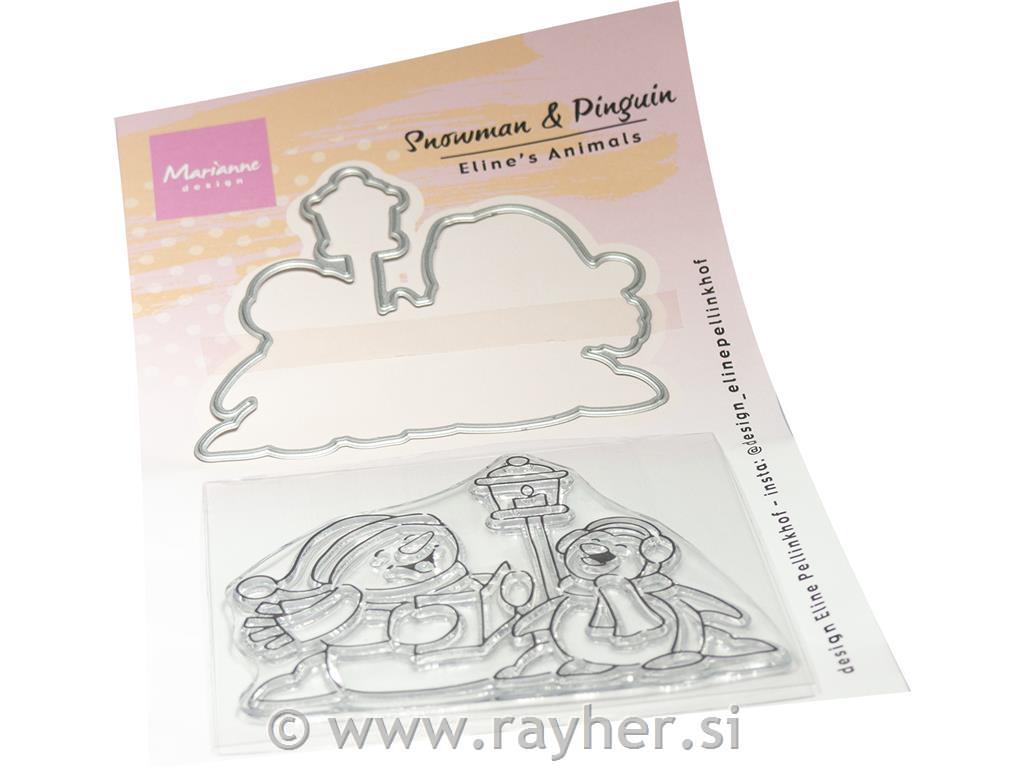 Clear stamp & die - Snowman and penguin