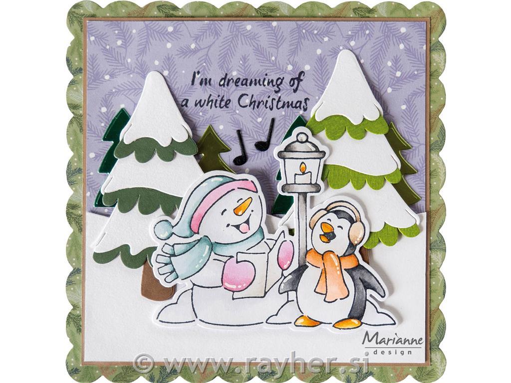 Clear stamp & die - Snowman and penguin