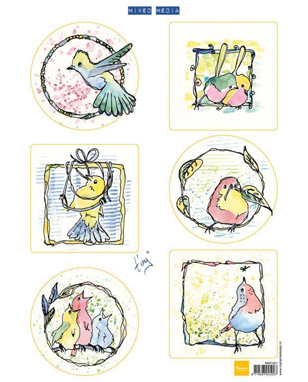 LIST S SLIČICAMI, BARVNI PTIČKI