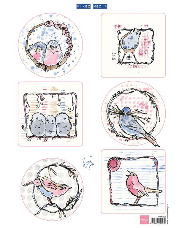 LIST S SLIČICAMI, PASTELNI PTIČKI