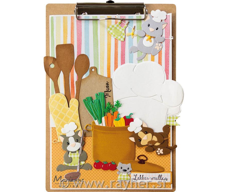 Plastična šablona: Šefova kapa in pripomočki