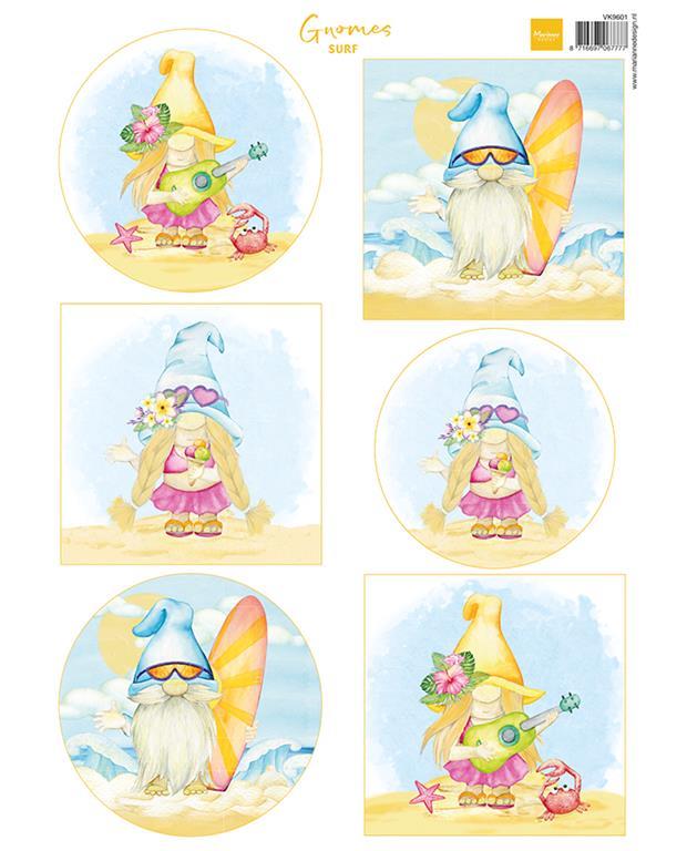 List s ličicami: Škrati na plaži - Surf