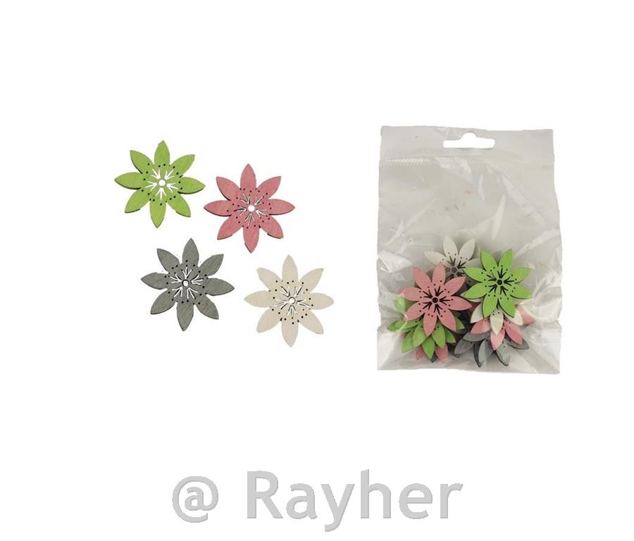 Leseni okraski, rožice, set 12