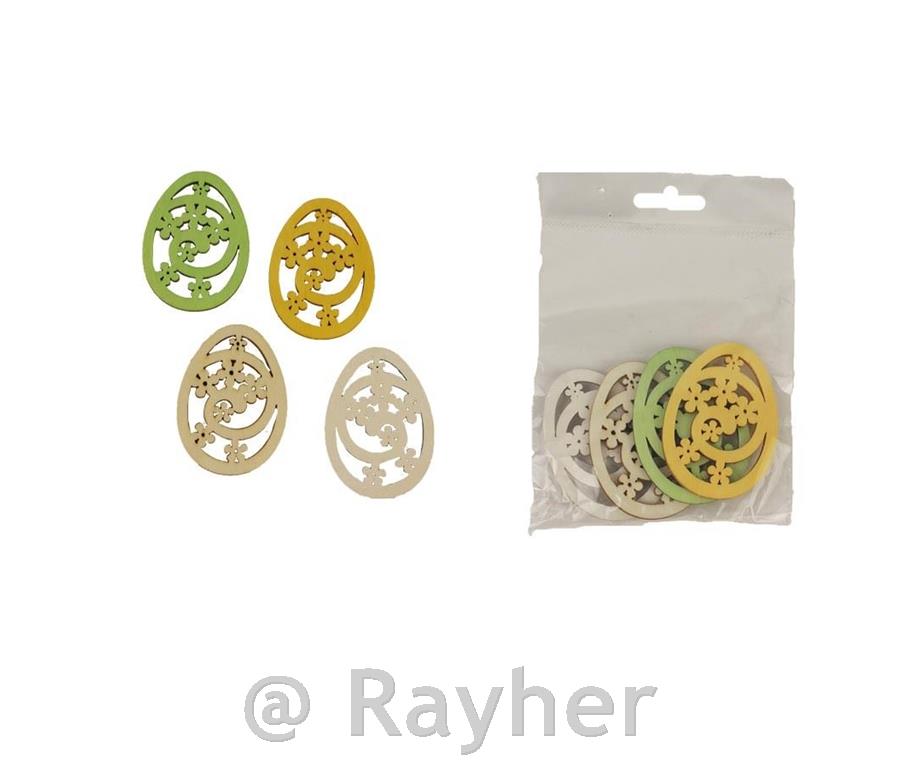 Leseni jajčki z rožicami, set 4