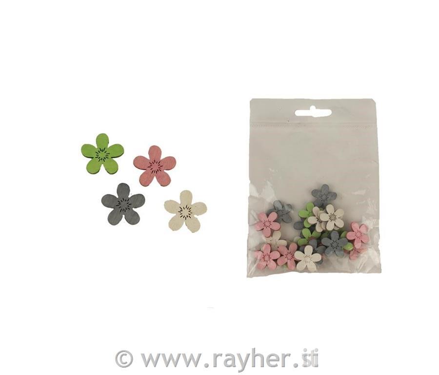 Leseni okraski, rožice, set 24