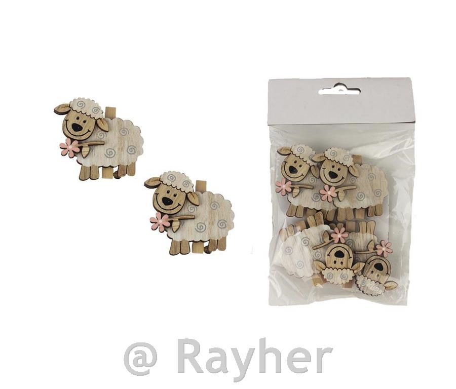 Lesene ščipalke, ovčke, set 4