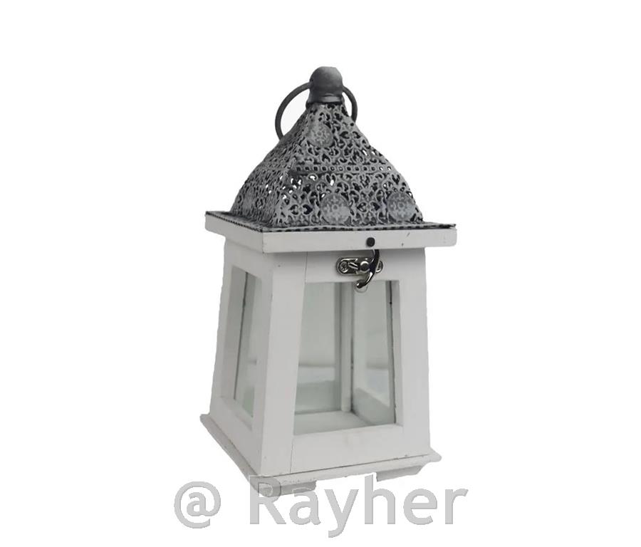 Lanterna bela, 24cm, lesena