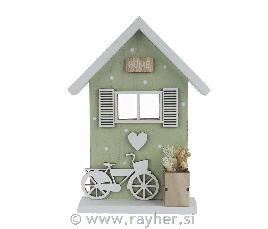 Lesena dekoracija, Hišica s kolesom