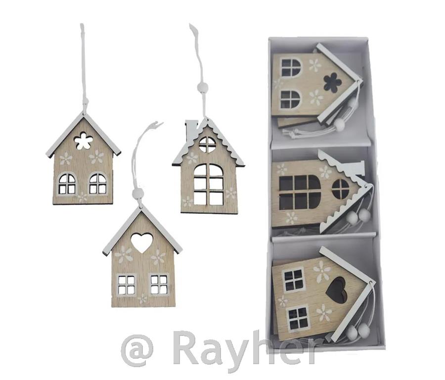 Lesene hišice na vrvici, set 3