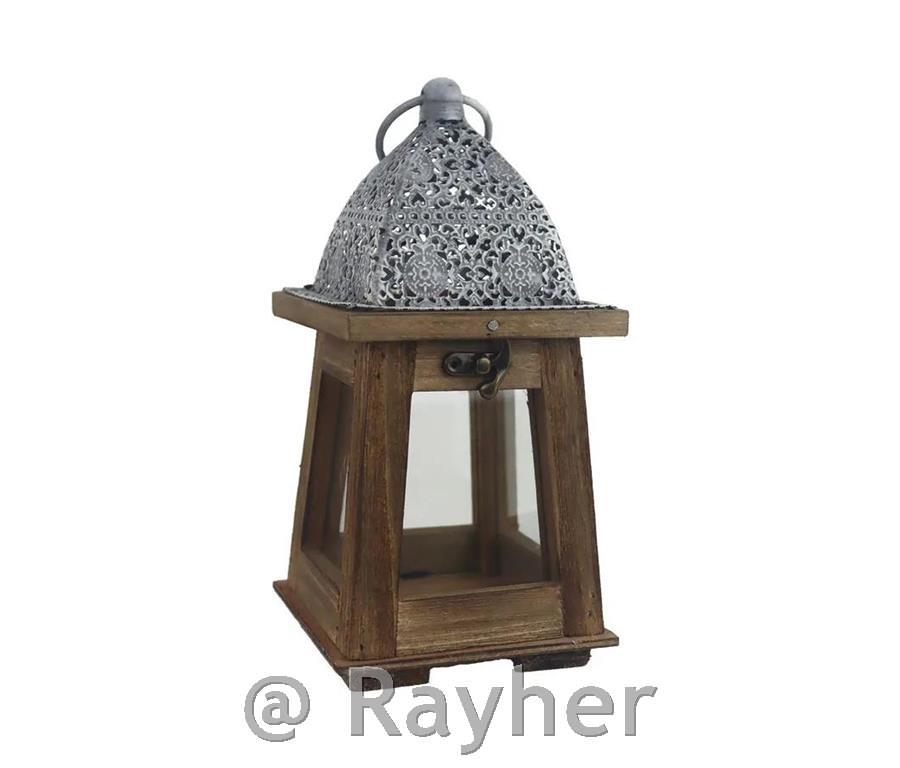 Lanterna rjava, 24cm, lesena