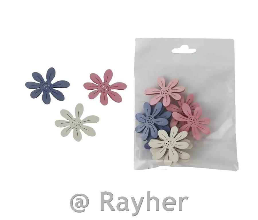 Leseni okraski, rožice, set 10