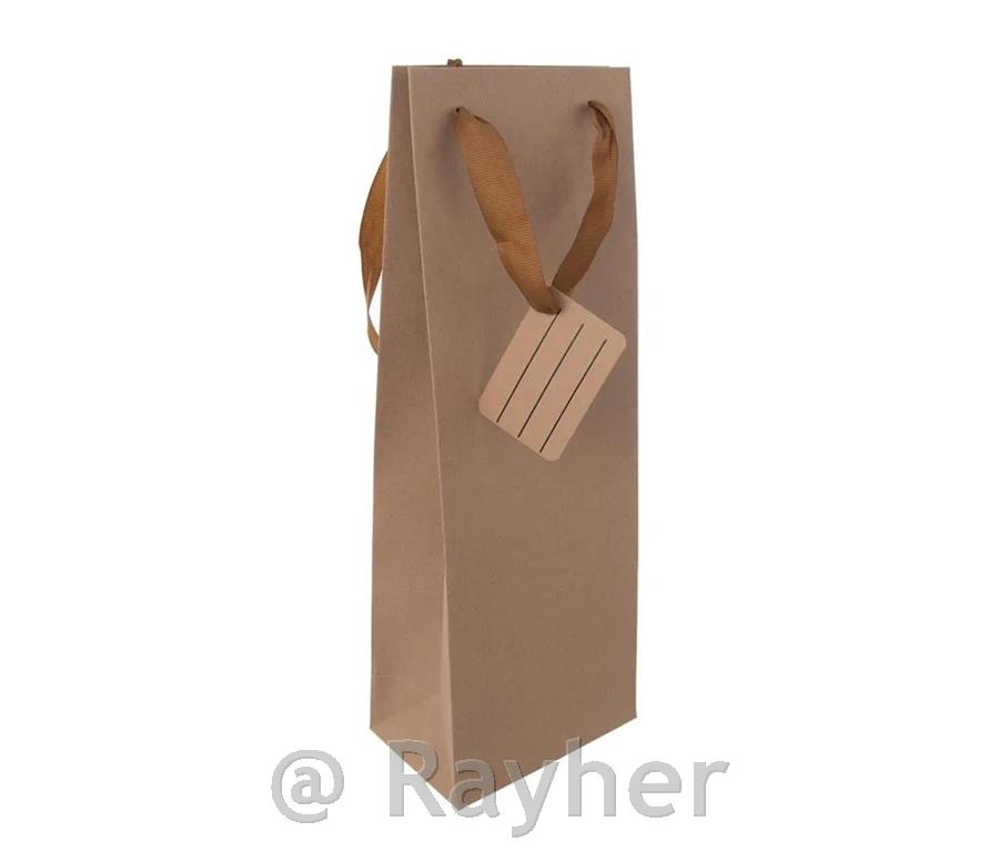 Darilna vrečka za vino, Natur, 12x8.5x36cm