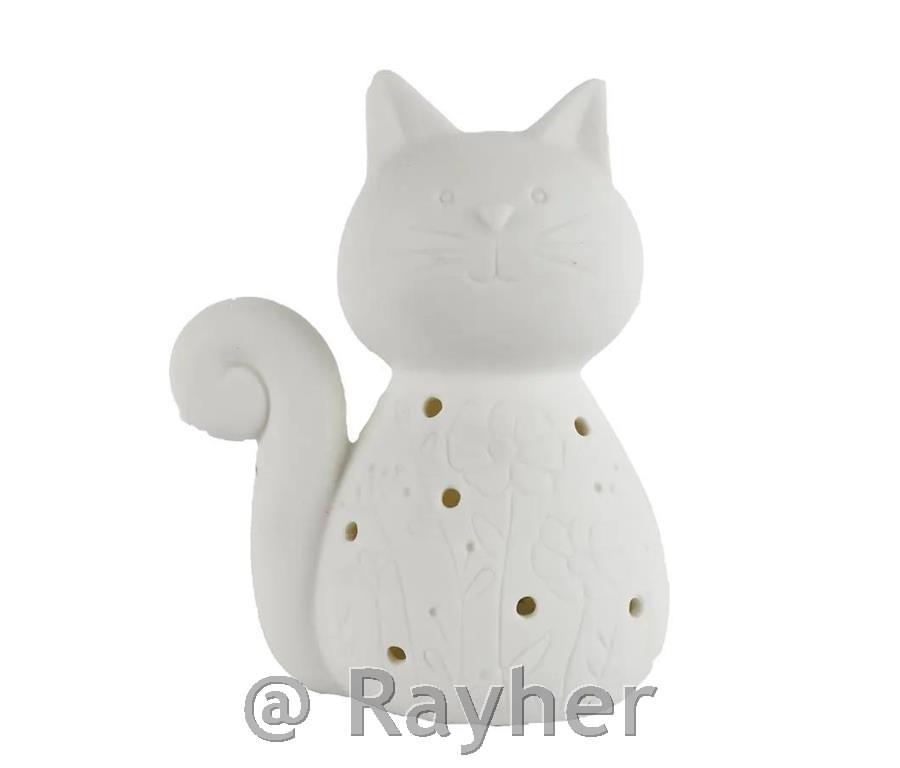 Keramični muc z LED lučko, 12cm