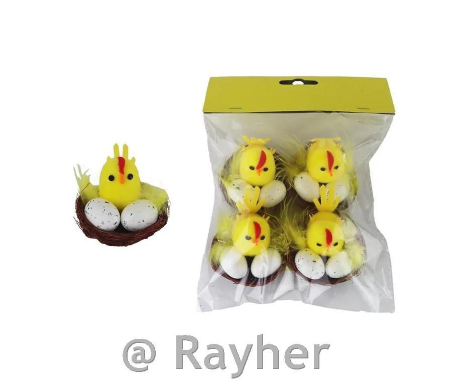 Gnezda s piščančki in jajčki, set 4