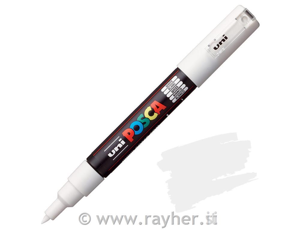 POSCA Uni flomaster; konica 0,7 mm bullet; bel