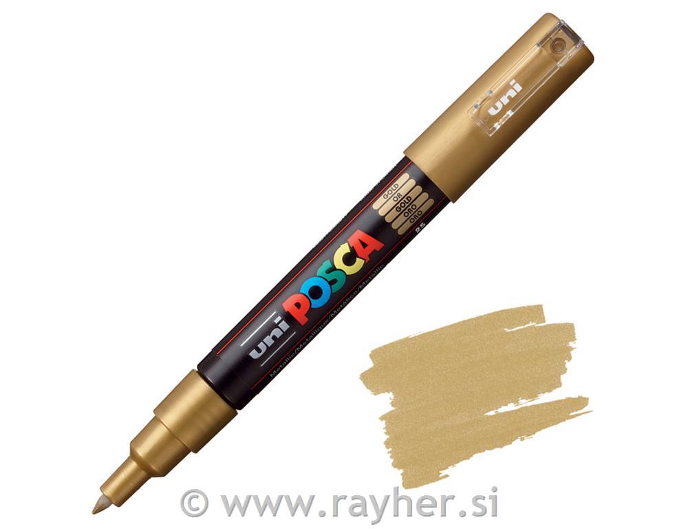 POSCA Uni flomaster; konica 0,7 mm bullet; zlat